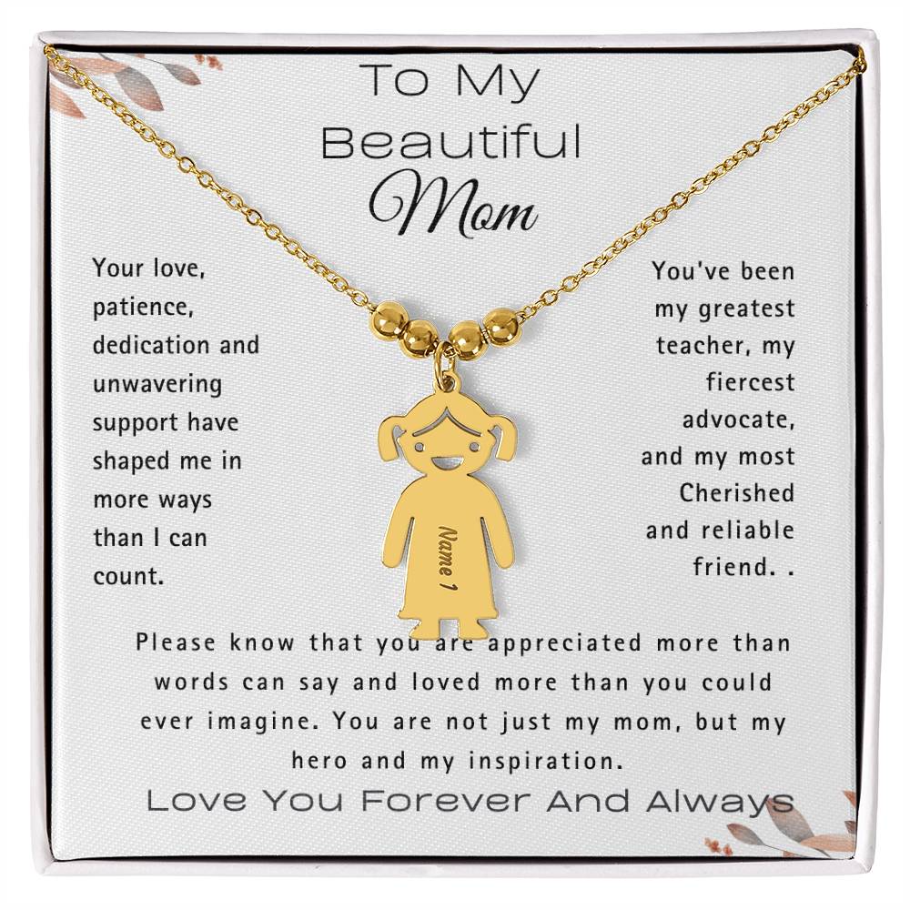 To My Beautiful Mom-Custom Kid Charm Necklace