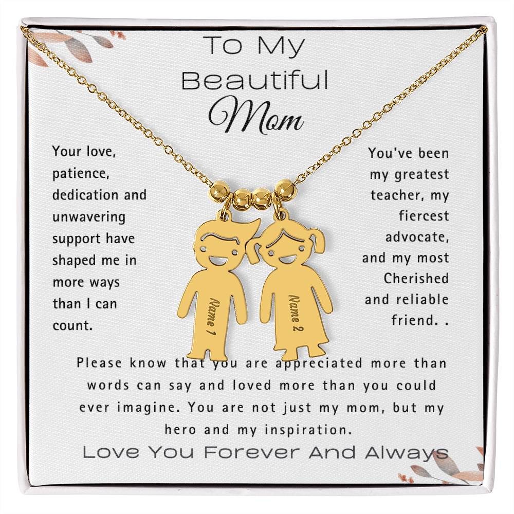 To My Beautiful Mom-Custom Kid Charm Necklace