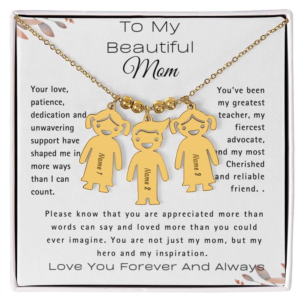 To My Beautiful Mom-Custom Kid Charm Necklace