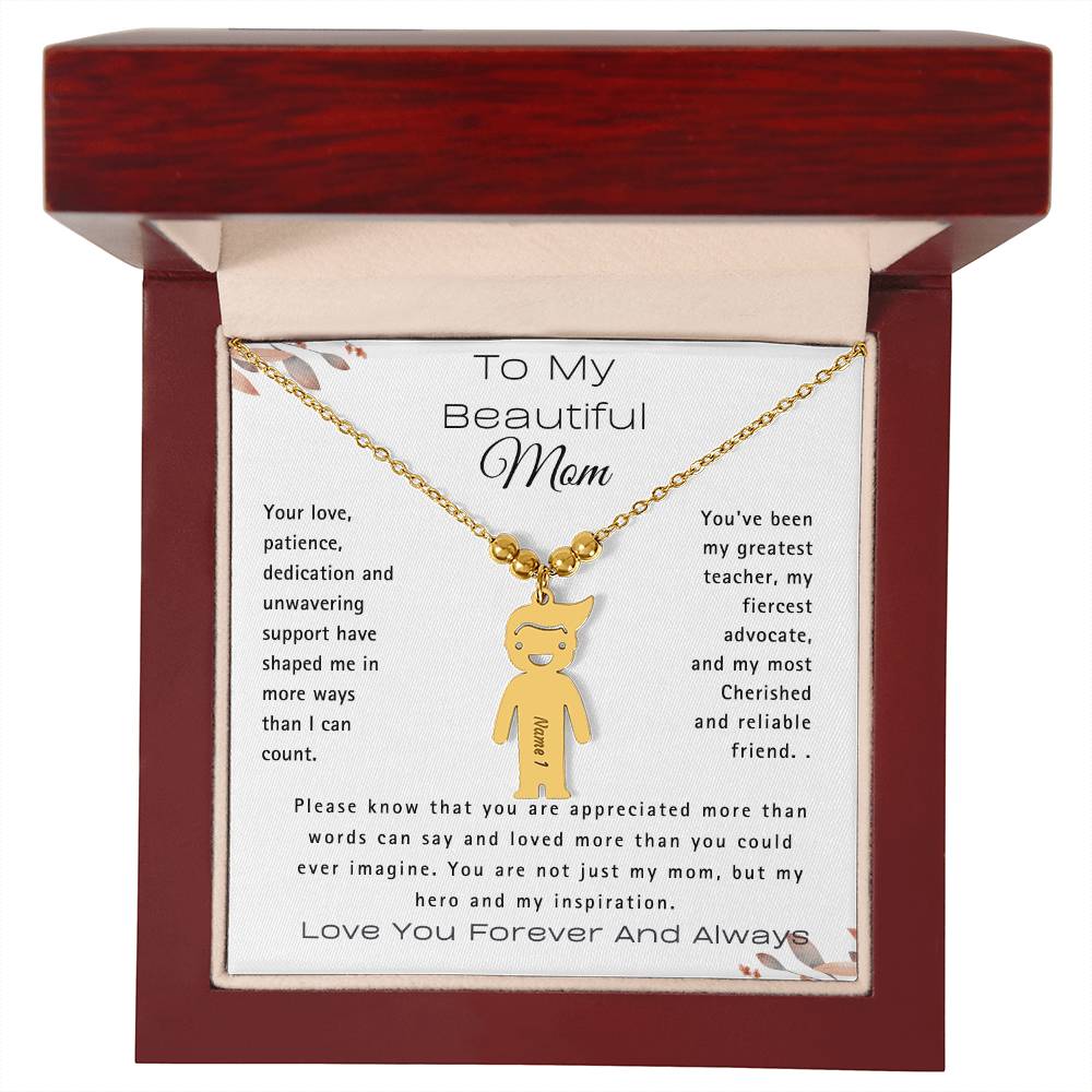 To My Beautiful Mom-Custom Kid Charm Necklace