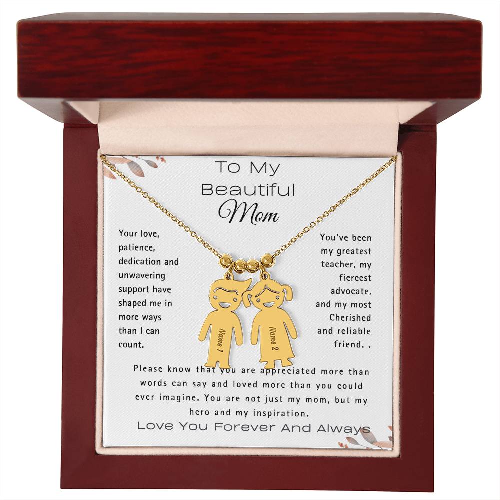 To My Beautiful Mom-Custom Kid Charm Necklace