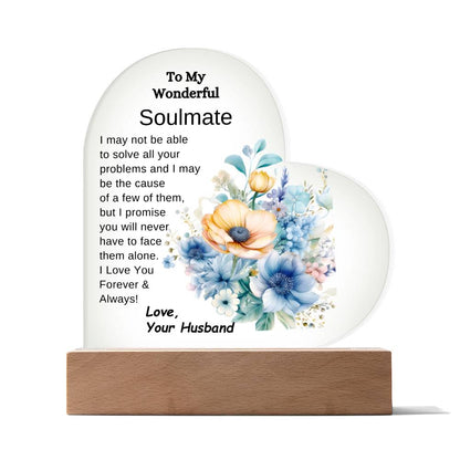 To My Wonderful Soulmate LED Acrylic Heart Plaque