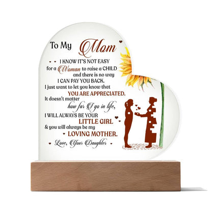 To My Loving Mother-Acrylic LED Heart Plaque