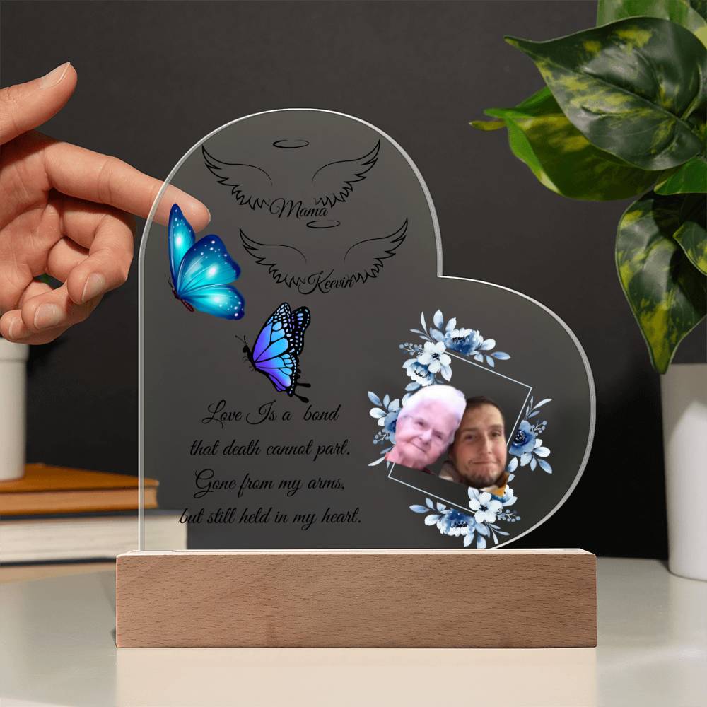 Forever In My Heart Memorial LED Acrylic Heart Plaque.