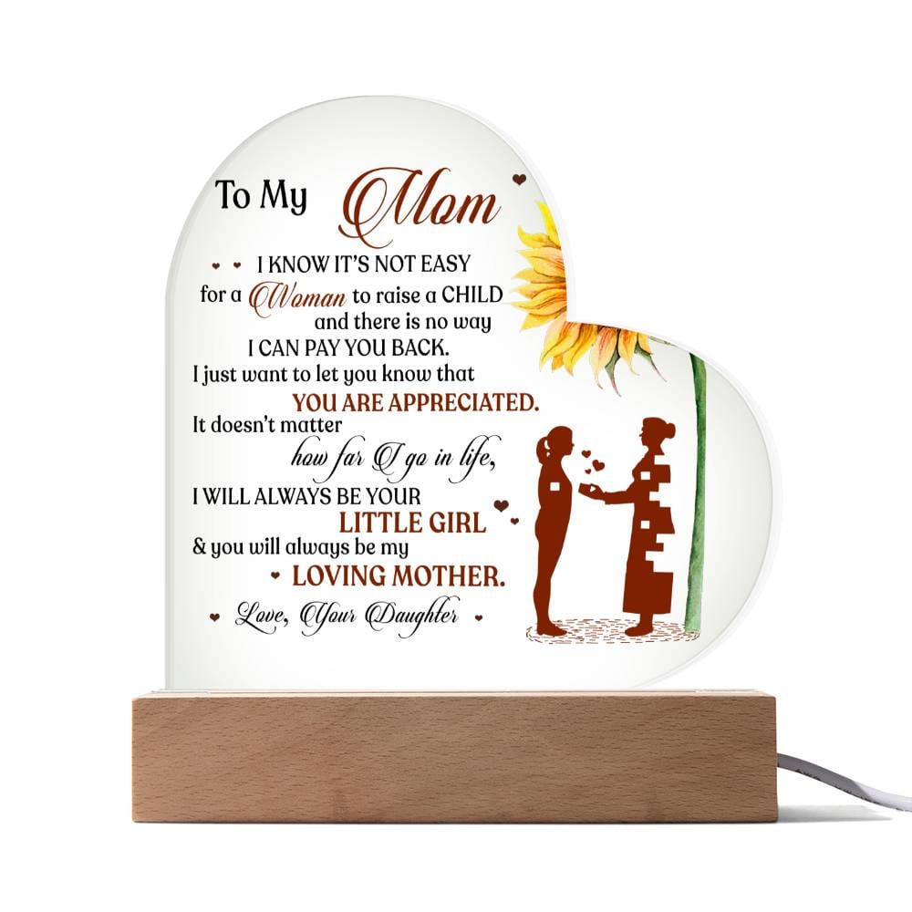 To My Loving Mother-Acrylic LED Heart Plaque