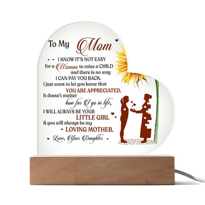 To My Loving Mother-Acrylic LED Heart Plaque