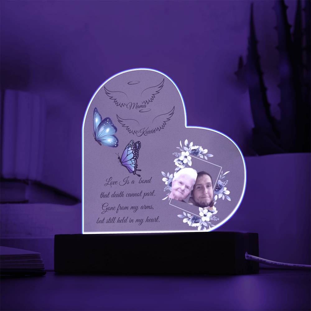 Forever In My Heart Memorial LED Acrylic Heart Plaque.