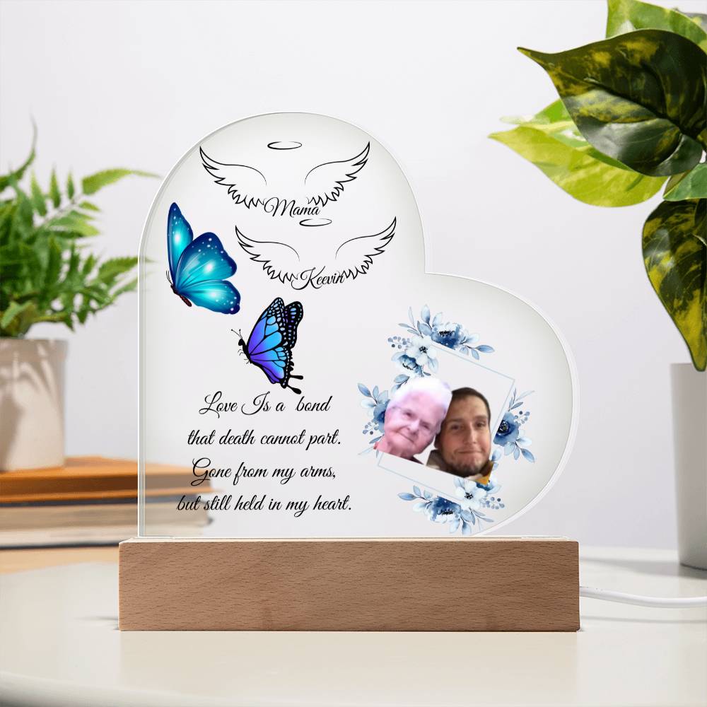 Forever In My Heart Memorial LED Acrylic Heart Plaque.