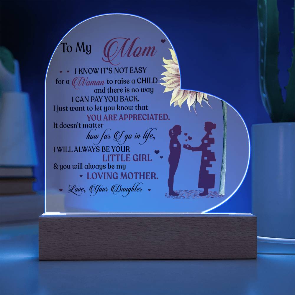 To My Loving Mother-Acrylic LED Heart Plaque