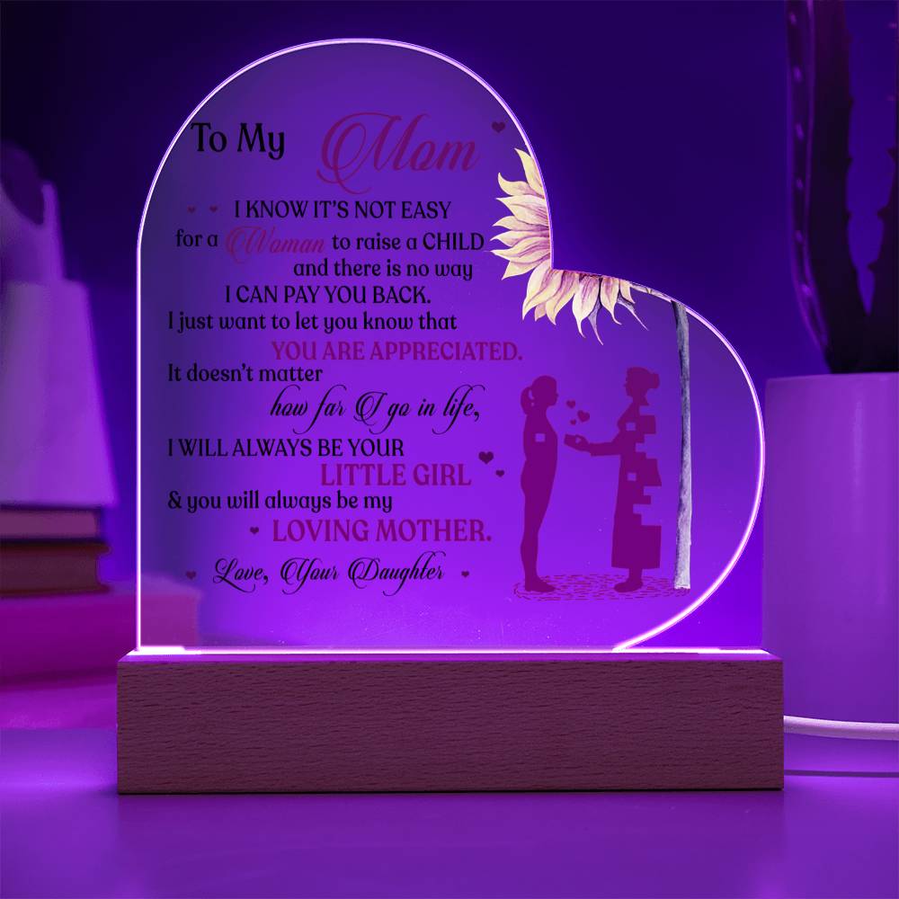 To My Loving Mother-Acrylic LED Heart Plaque