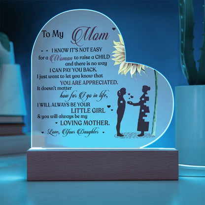 To My Loving Mother-Acrylic LED Heart Plaque