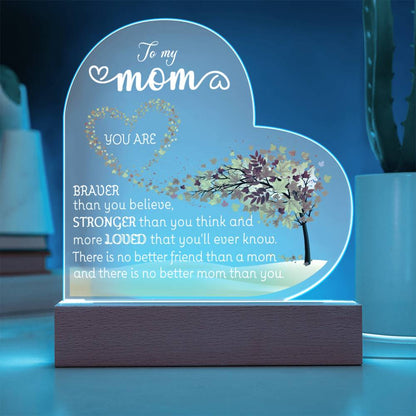 To My Mom LED Acrylic Heart Plaque