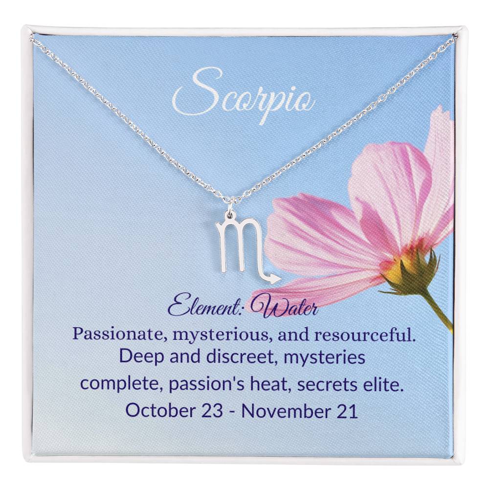 Scorpio Zodiac Sign Necklace- Pink Rose