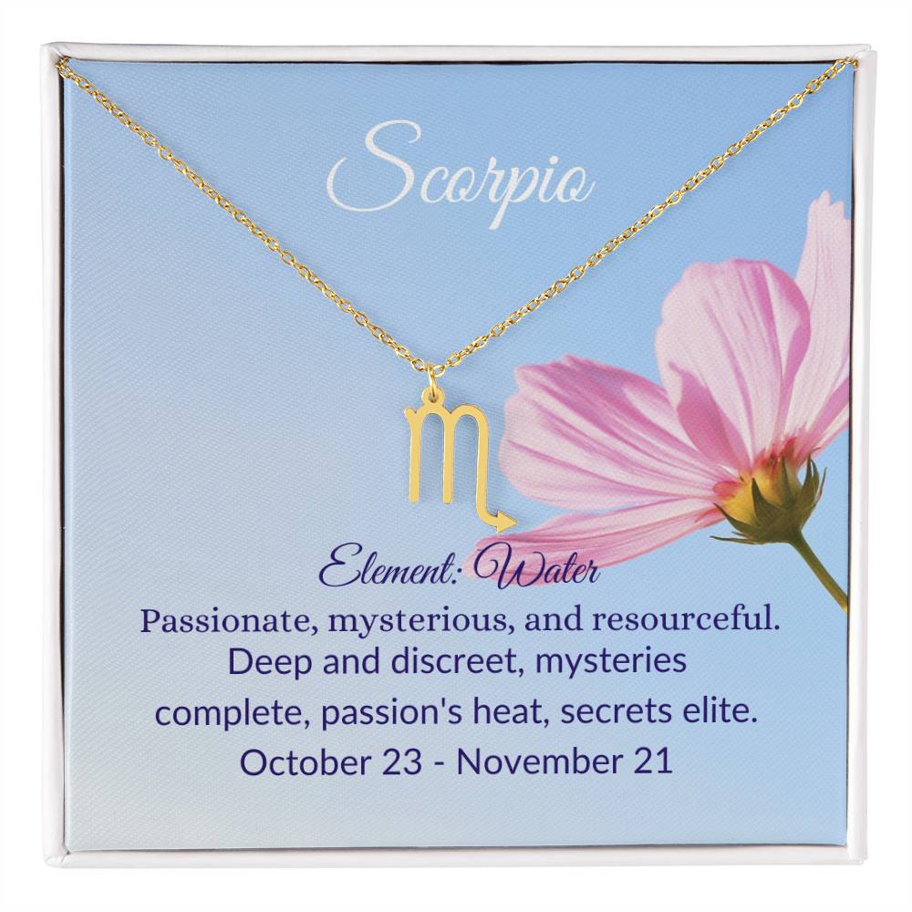 Scorpio Zodiac Sign Necklace- Pink Rose