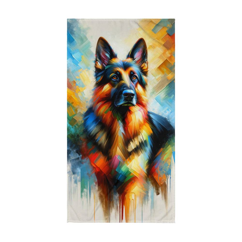 Rainbow German Shepherd Beach Towel