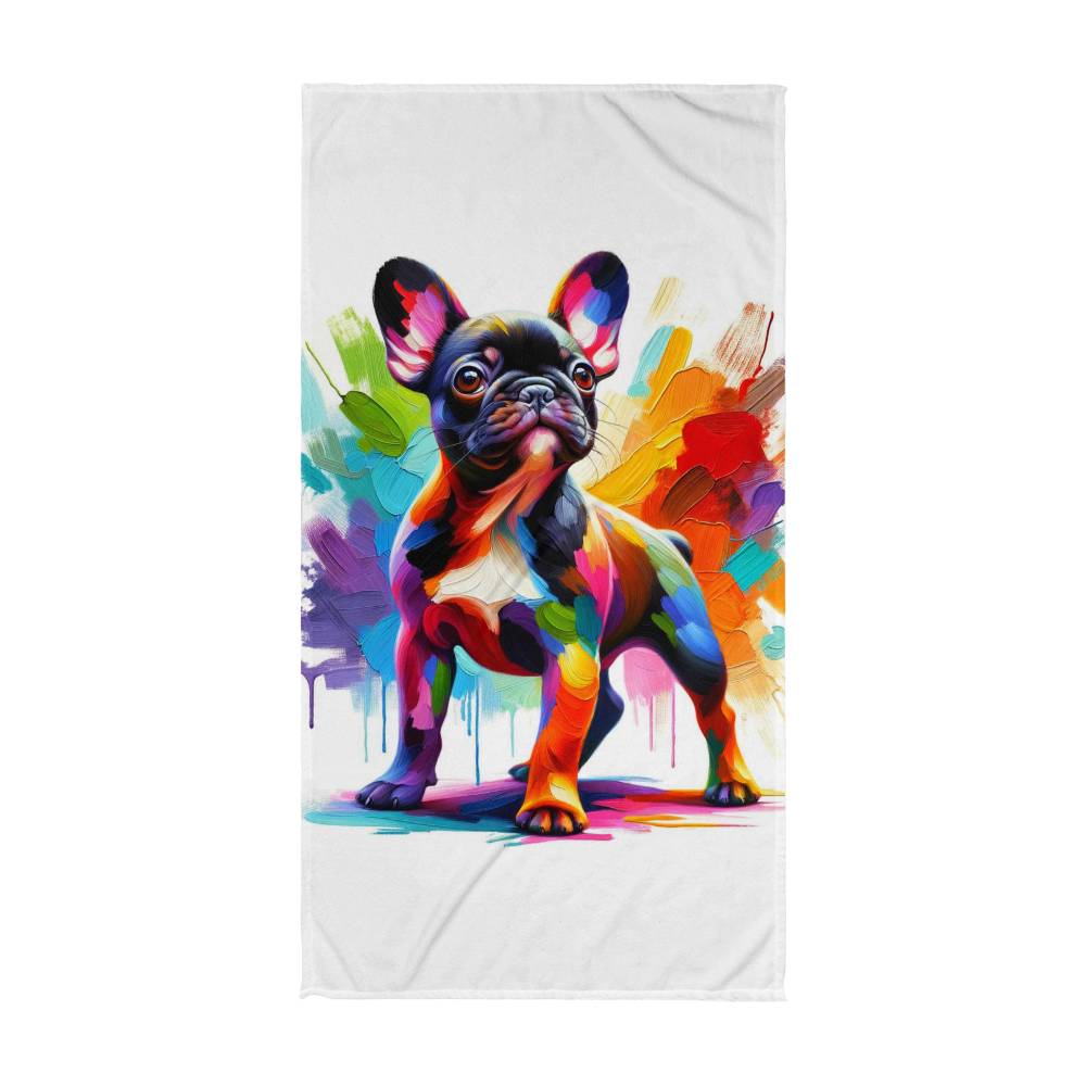 Rainbow French Bulldog Beach Towel