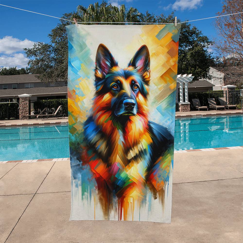 Rainbow German Shepherd Beach Towel