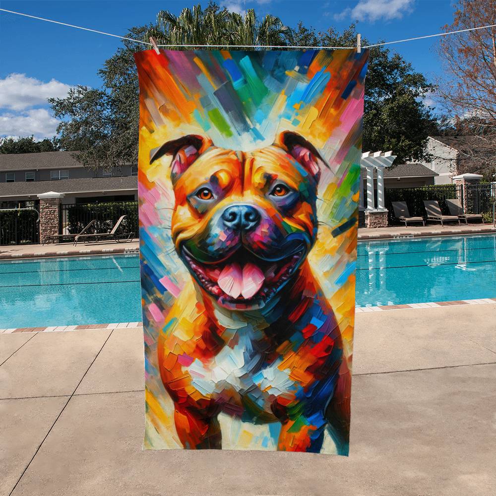 Rainbow Pitbull Beach Towel