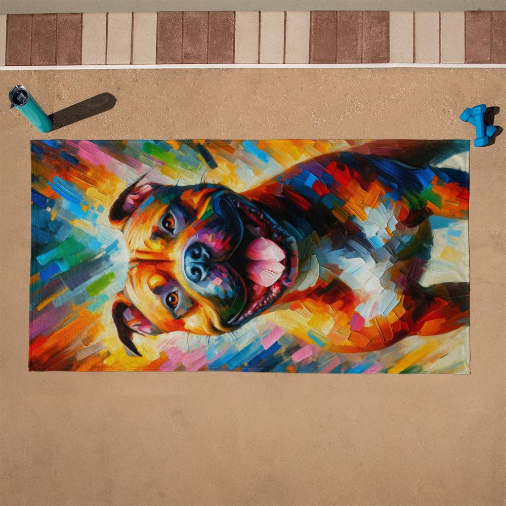 Rainbow Pitbull Beach Towel