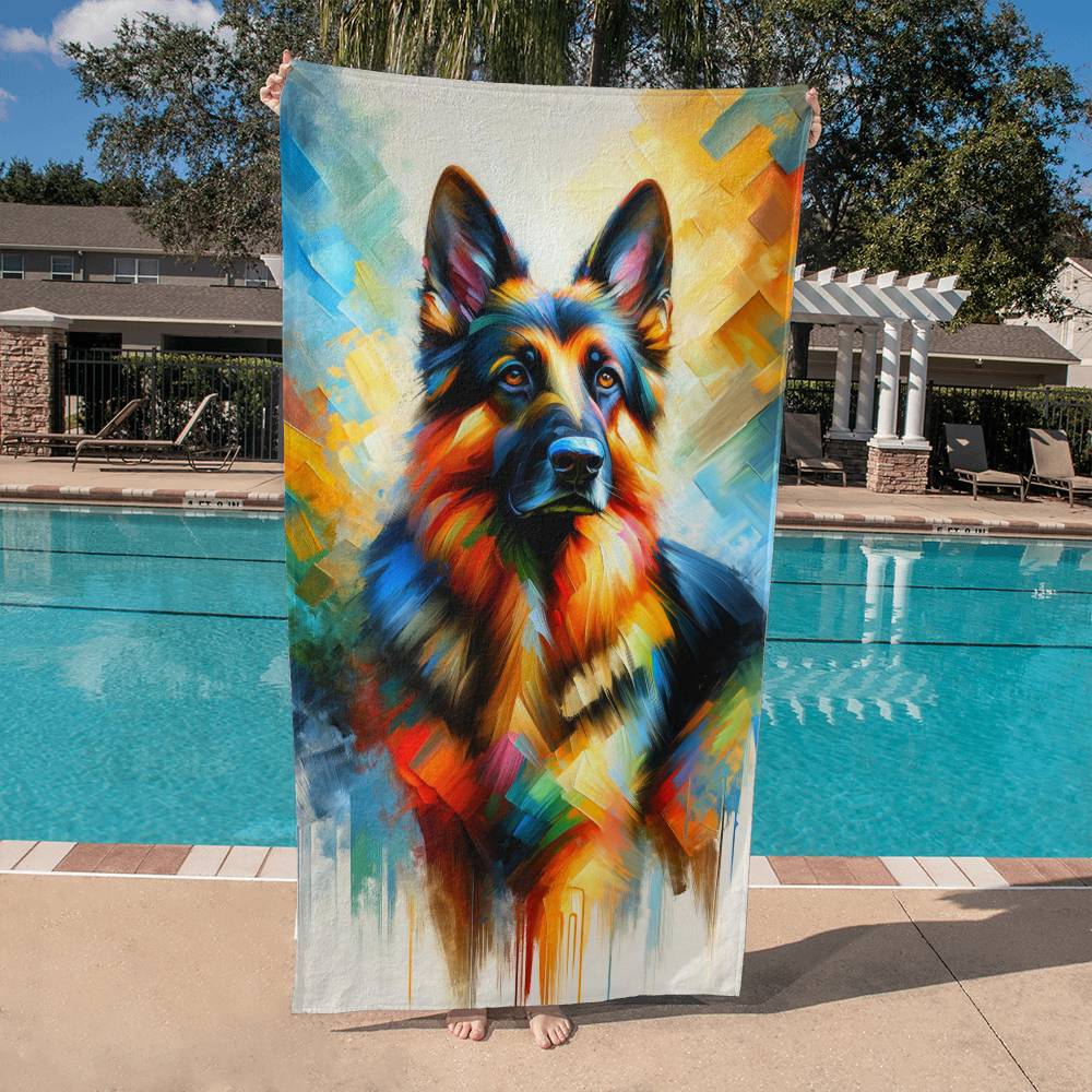 Rainbow German Shepherd Beach Towel