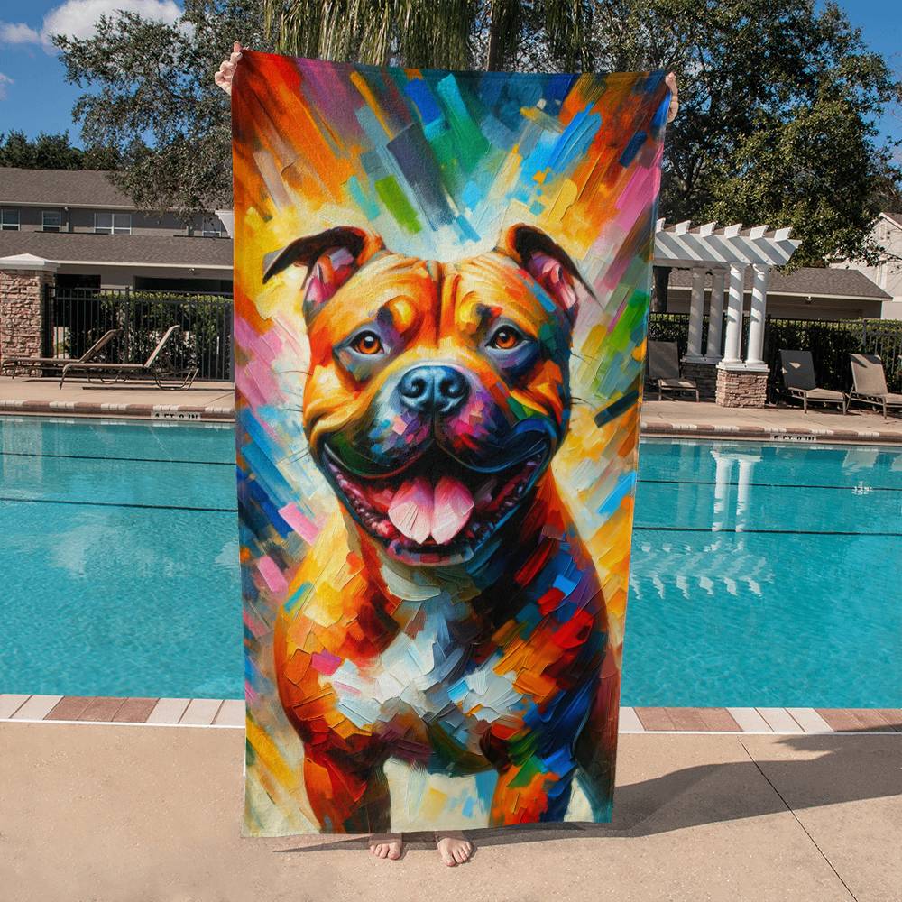 Rainbow Pitbull Beach Towel