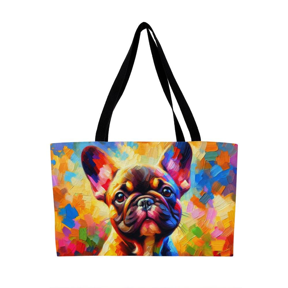 Rainbow French Bulldog Weekender Tote Bag.