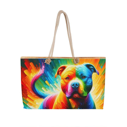 Rainbow Pitbull Weekender Tote Bag