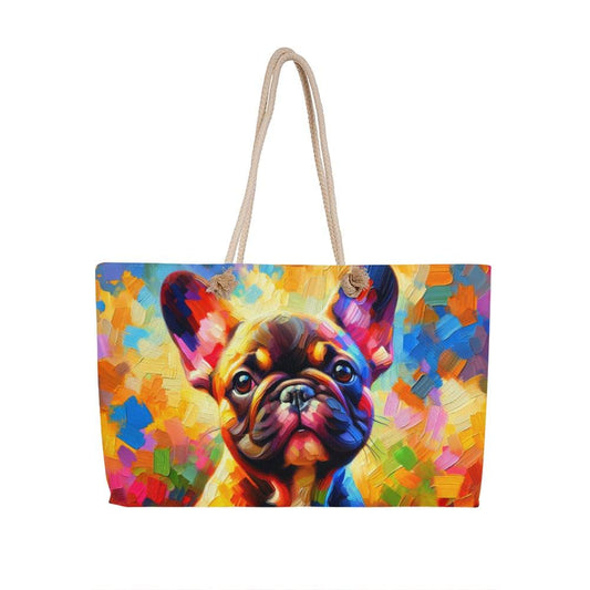 Rainbow French Bulldog Weekender Tote Bag.