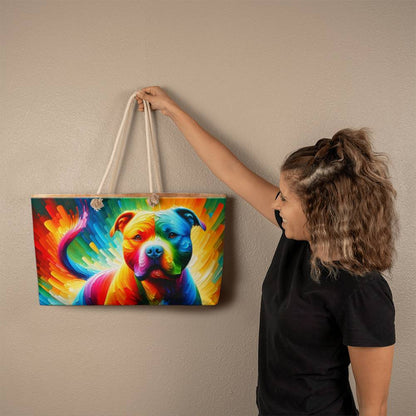 Rainbow Pitbull Weekender Tote Bag