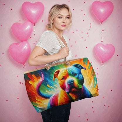 Rainbow Pitbull Weekender Tote Bag