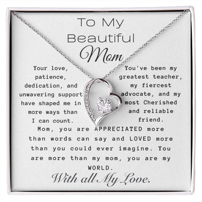 Forever Love Necklace For Mom, You Are My World