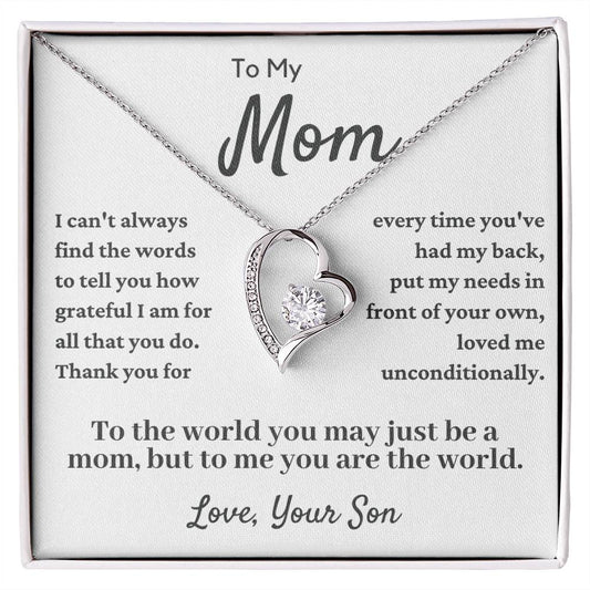 To My Mom From Son-Forever Love Necklace