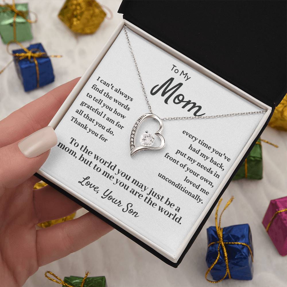 To My Mom From Son-Forever Love Necklace