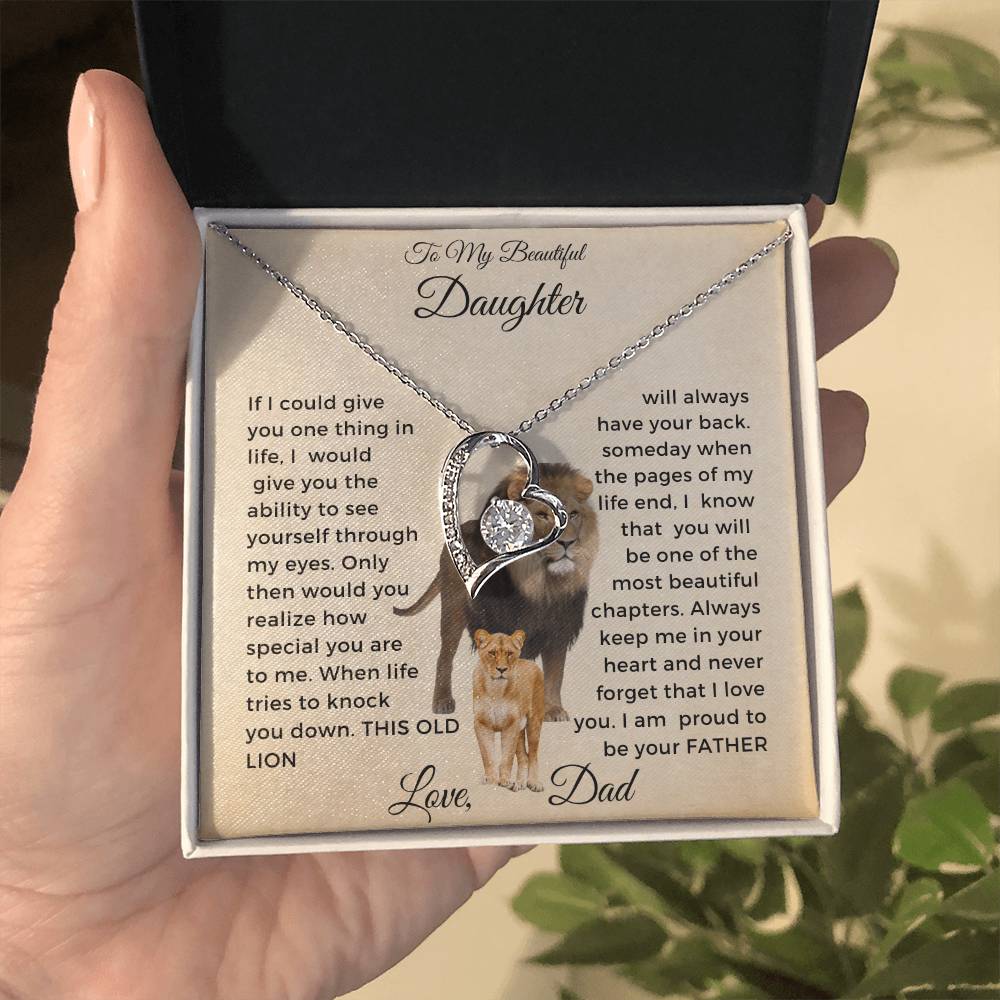 To My Daughter Forever Love Necklace-Lion and Cub-