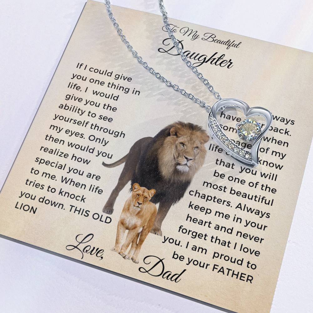 To My Daughter Forever Love Necklace-Lion and Cub-