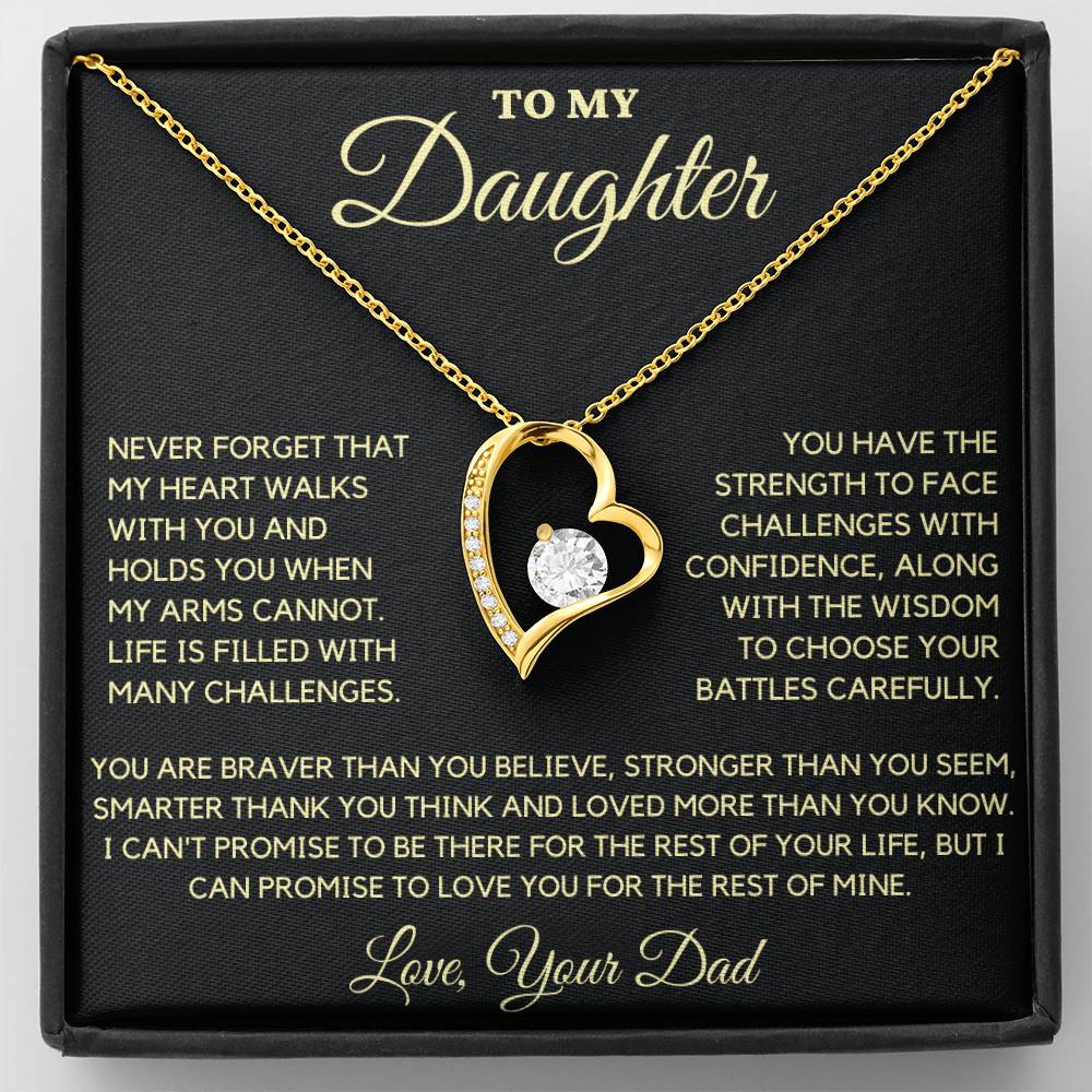 To My Daughter-Never Forget That My Heart Walks With You and Holds You When My Arms Cannot.