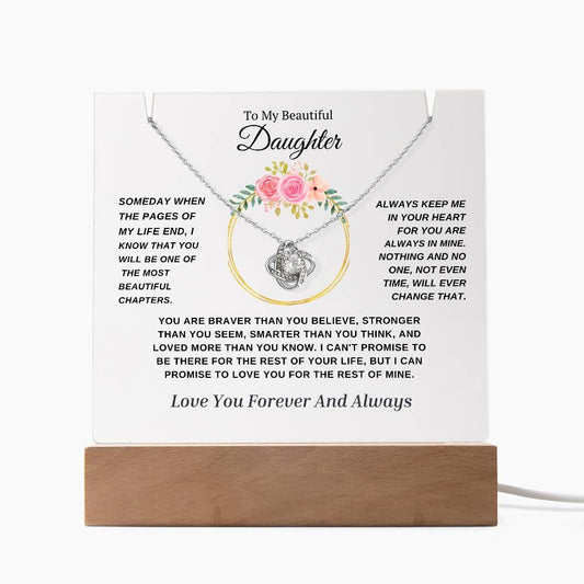 ( Just Arrived) To My Daughter -Forever Together Necklace and LED Acrylic Bundle