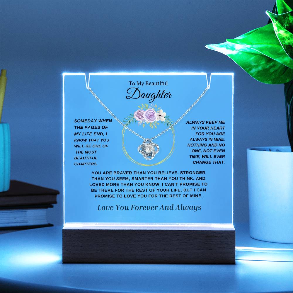 ( Just Arrived) To My Daughter -Forever Together Necklace and LED Acrylic Bundle