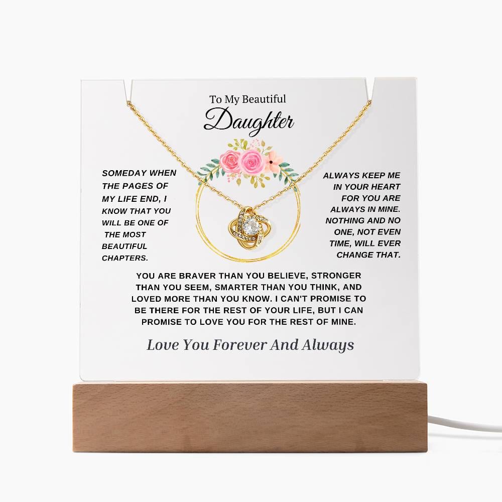 ( Just Arrived) To My Daughter -Forever Together Necklace and LED Acrylic Bundle