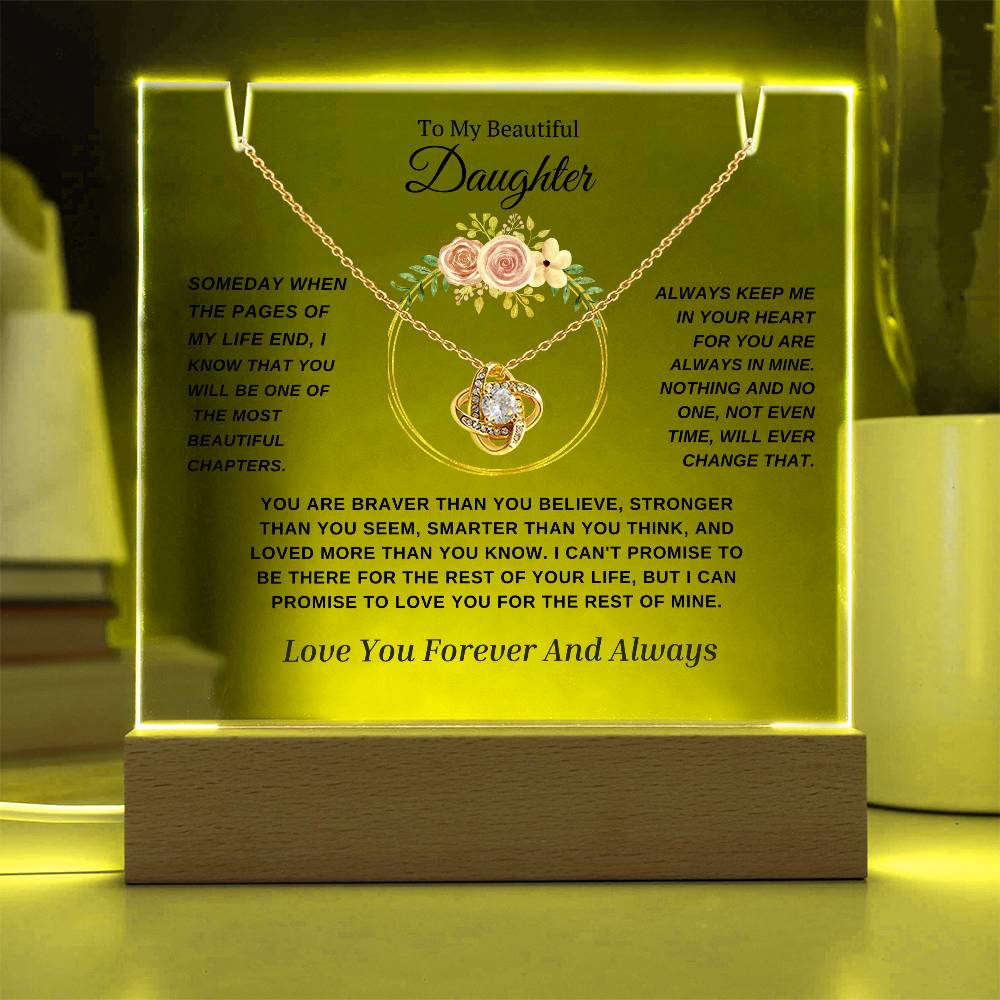 ( Just Arrived) To My Daughter -Forever Together Necklace and LED Acrylic Bundle