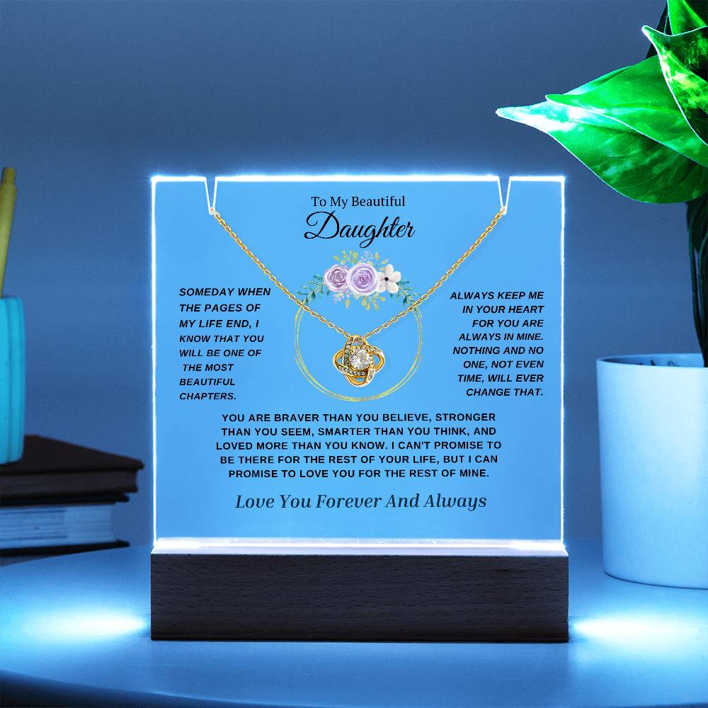 ( Just Arrived) To My Daughter -Forever Together Necklace and LED Acrylic Bundle