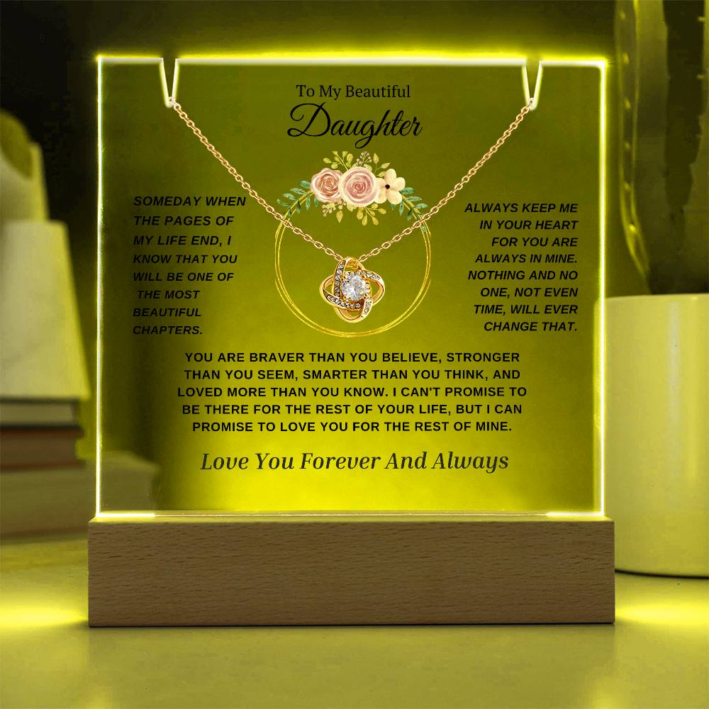 ( Just Arrived) To My Daughter -Forever Together Necklace and LED Acrylic Bundle