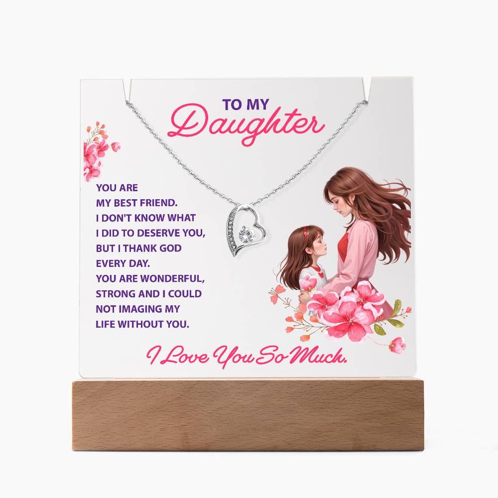 To My Daughter Keepsake LED Acrylic & Endless Love Necklace Combo.