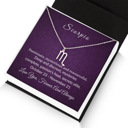 Scorpio Zodiac Sign Necklace-Purple Card