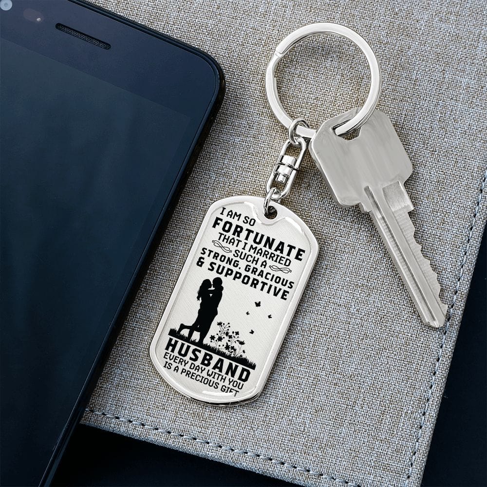 For Husband- Dog Tag Keychain