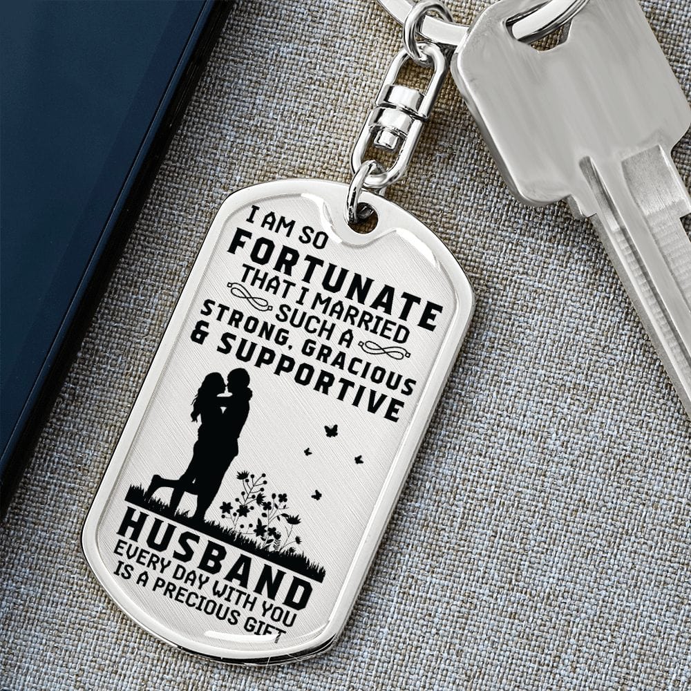 For Husband- Dog Tag Keychain