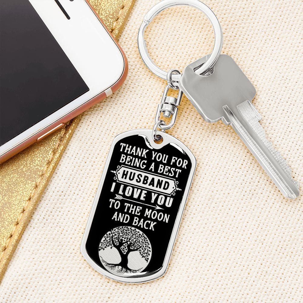 From Wife -Thank You - Dog Tag Keychain