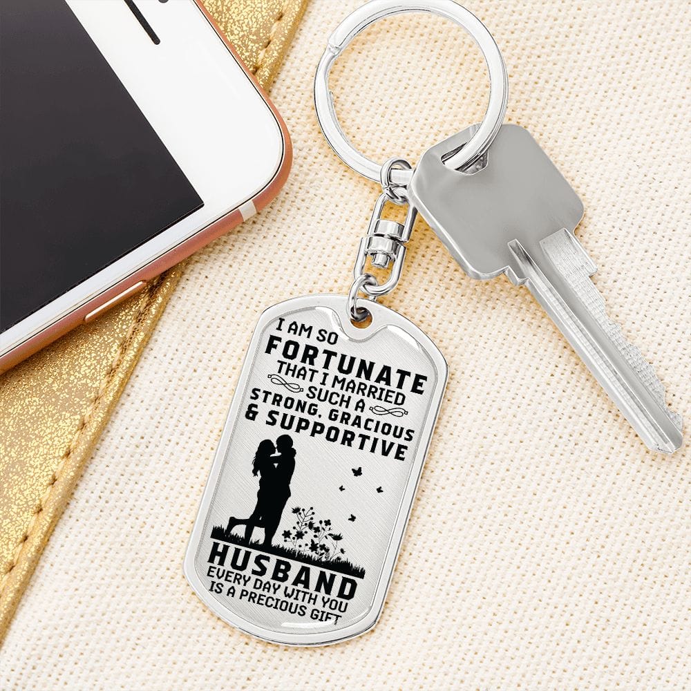 For Husband- Dog Tag Keychain