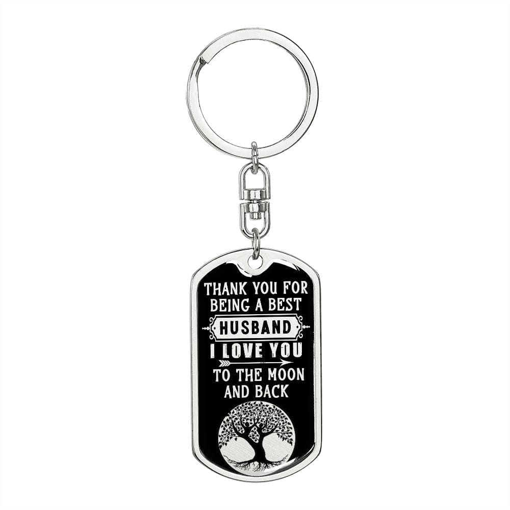 From Wife -Thank You - Dog Tag Keychain