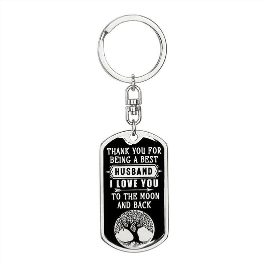 From Wife -Thank You - Dog Tag Keychain